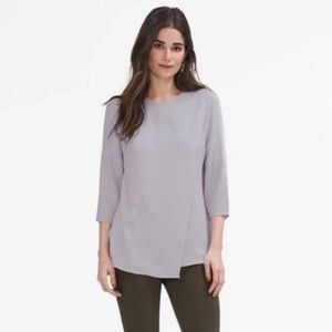 M.M. Lafluer Womens XS The Bourgeois Blouse Gray Purple Classic quiet luxury